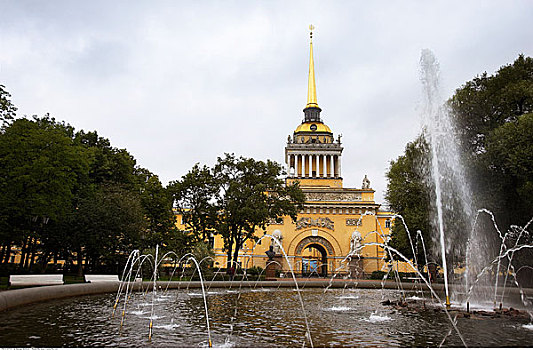 喷泉,参议院,广场,圣彼得堡,俄罗斯