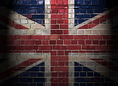 英国国旗,砖墙,背景