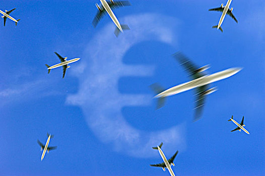 飞机,天空,欧元,象征,图像,航空,税