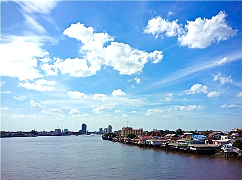 河,漂亮,天空,泰国