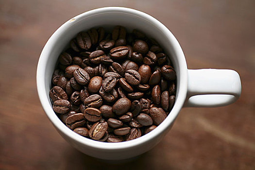 咖啡杯,满,咖啡豆
