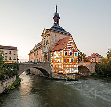 老市政厅,桥,班贝格,巴伐利亚,德国,欧洲