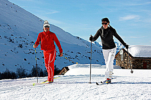 法国,阿尔卑斯山,学习班,越野滑雪
