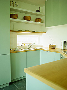 架子,高处,水槽,厨房,绿色,合适