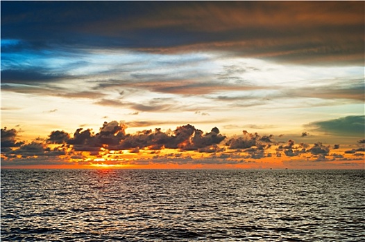 日落,海中,泰国