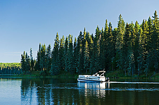 泛舟,悬挂,心形,湖,国家公园,萨斯喀彻温,加拿大