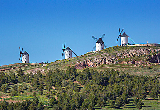 西班牙,拉曼查,区域,草原,风车