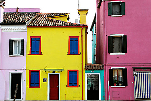 彩色,排,房子,布拉诺岛,威尼斯,威尼托,意大利,欧洲