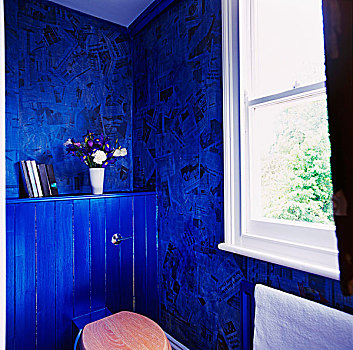 角,卫生间,蓝色,后面,墙壁,装饰,涂绘