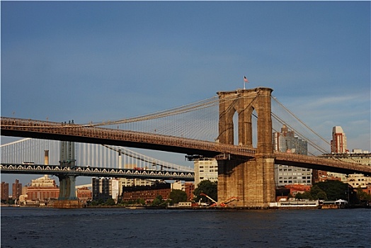 布鲁克林大桥,纽约,蓝天