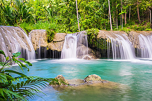 瀑布,围绕,丛林,叶子,岛屿,中心,米沙鄢,菲律宾,亚洲