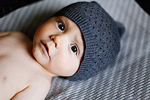 头像,9个月大,男婴,穿,帽子