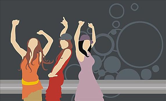 三个女人,跳舞,夜总会