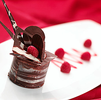 暗色,巧克力,甜点,树莓