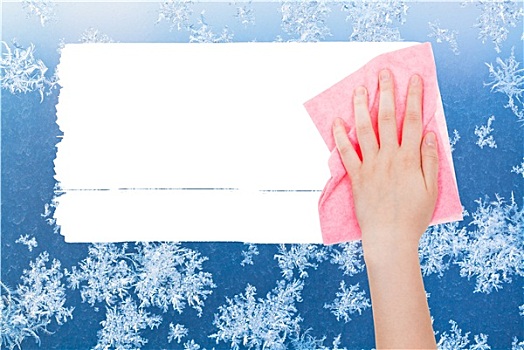 手,冬天,霜,图案,粉色,抹布