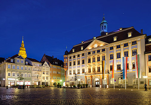 市政厅,市场,广场,教堂大街,上弗兰科尼亚,弗兰克尼亚,巴伐利亚,德国,欧洲