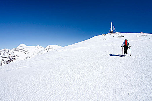 越野,滑雪者,向上,山,冬天,看,顶峰,天气,车站,意大利,欧洲