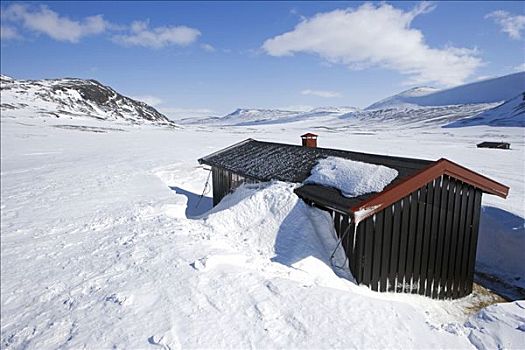 挪威,山区木屋,活力,蔽护,高原,白天,好天气,有用,地标,导航