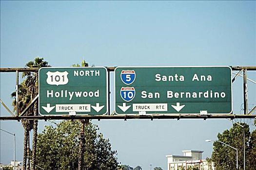 仰视,公路,标识,好莱坞,洛杉矶,加利福尼亚,美国