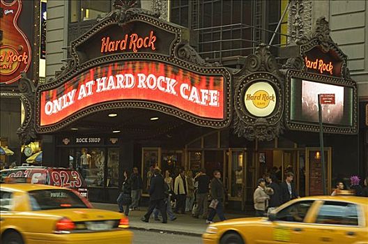 纽约,出租车,正面,硬摇咖啡厅,时代广场