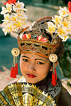 印度尼西亚,巴厘岛,年轻,舞者,黎弓舞,服饰