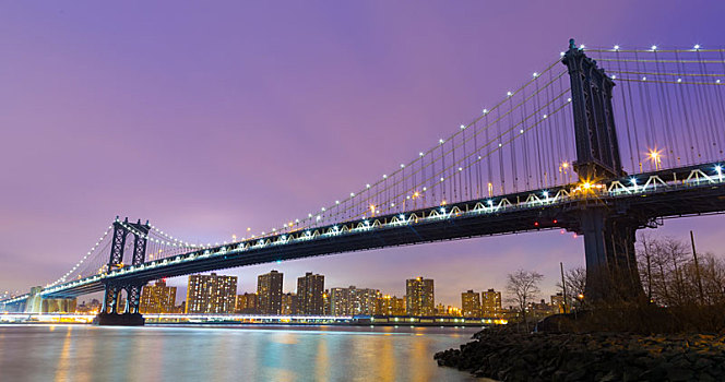 曼哈顿大桥,黄昏,纽约