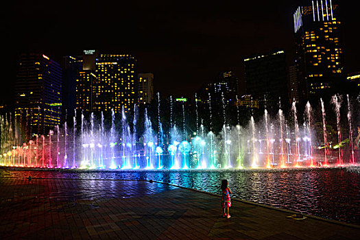 东南亚,马来西亚,吉隆坡,音乐,喷泉,正面,双子塔