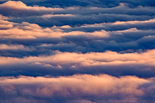 航拍,云,日落,高处,卡契马克湾,阿拉斯加