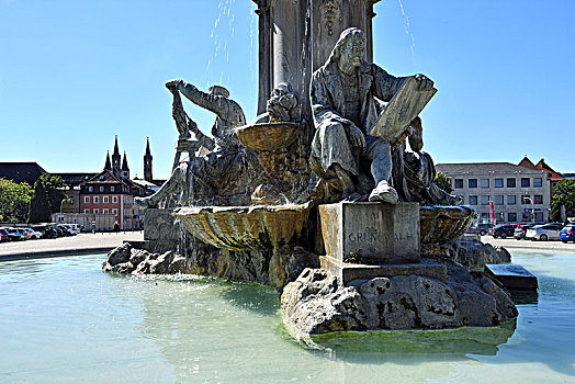 德国,巴伐利亚,上弗兰科尼亚,区域,雕塑,弗兰克尼亚,喷泉,罗马式,大教堂