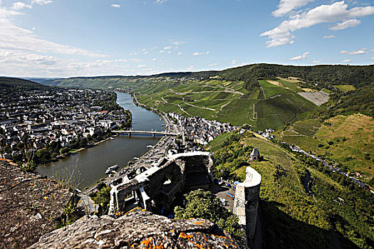 两个,城堡,摩泽尔河,莱茵兰普法尔茨州,德国,欧洲