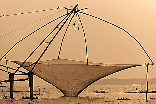 渔网,湖,喀拉拉,印度,亚洲