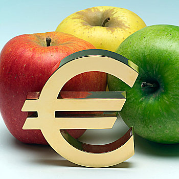 欧元,欧洲货币,签到,正面,苹果