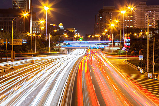 城市夜景,北京夜景,车流