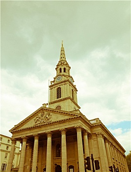 复古,看,圣马丁,教堂,伦敦