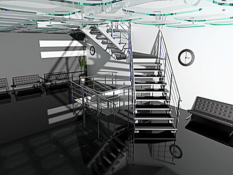 现代办公室,大厅,室内,楼梯,景深