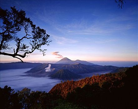 印度尼西亚,爪哇,婆罗摩火山,日出,火山口,条纹状