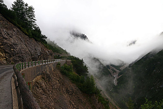 重,雾,积雨云,道路,山,坏天气,隘口