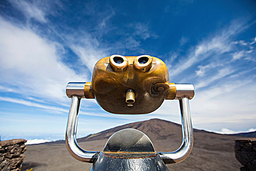 火山地貌,投币设备,双筒望远镜,留尼汪岛