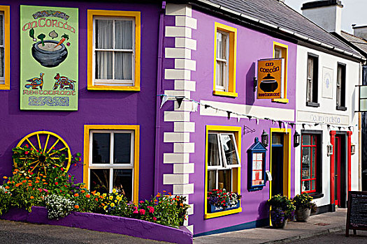 紫色,建筑,黄色,凯瑞郡,爱尔兰