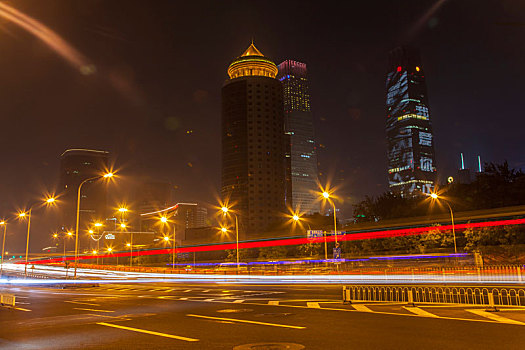 城市夜景,北京夜景,车流