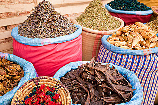 干花,药草,香料市场,露天市场,玛拉喀什