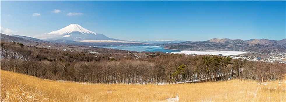 全景,视点,富士山,湖