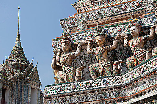 泰国,曼谷,郑王庙,特写,雕塑,庙宇