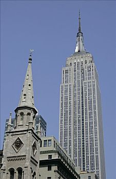 帝国大厦,教堂,尖顶,大理石,教区教堂,正面,曼哈顿,纽约,美国