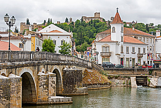 文艺复兴,桥,上方,靠近,老城,托马尔,背景,地区,葡萄牙,欧洲