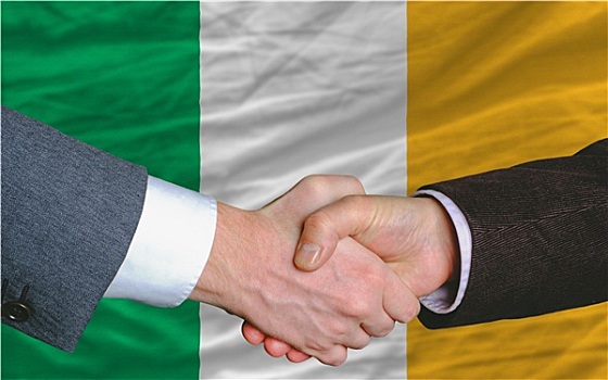 商务人士,握手,交易,正面,爱尔兰,旗帜