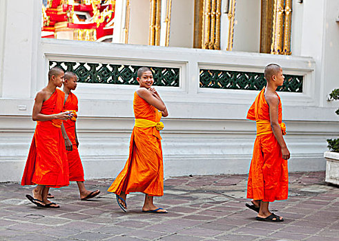 僧侣,走,地面,皇家,曼谷