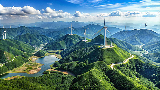 新能源风力发电世界环境保护节能插画