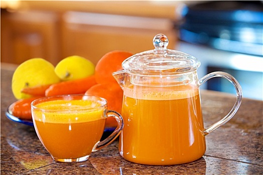 一个,杯子,橘色,果汁,厨房操作台,果蔬,背景