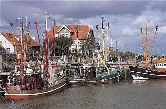 渔船,船,切割器具,港口,北海,德国,欧洲